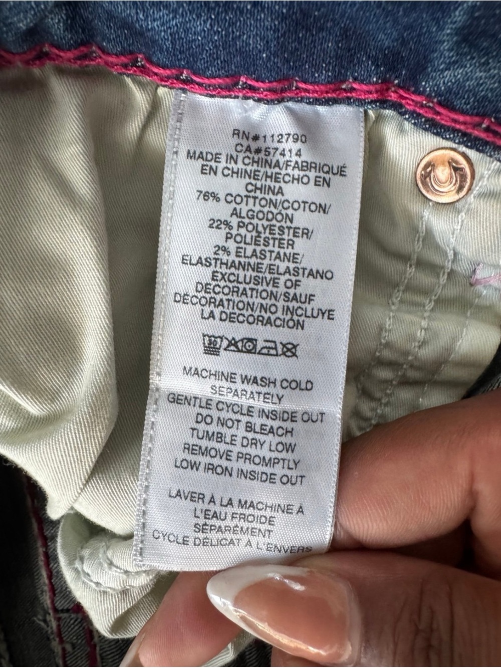 2000s True Religion Pink Stitch Low Rise Bootcut Jeans 💖 - Picture 8 of 8